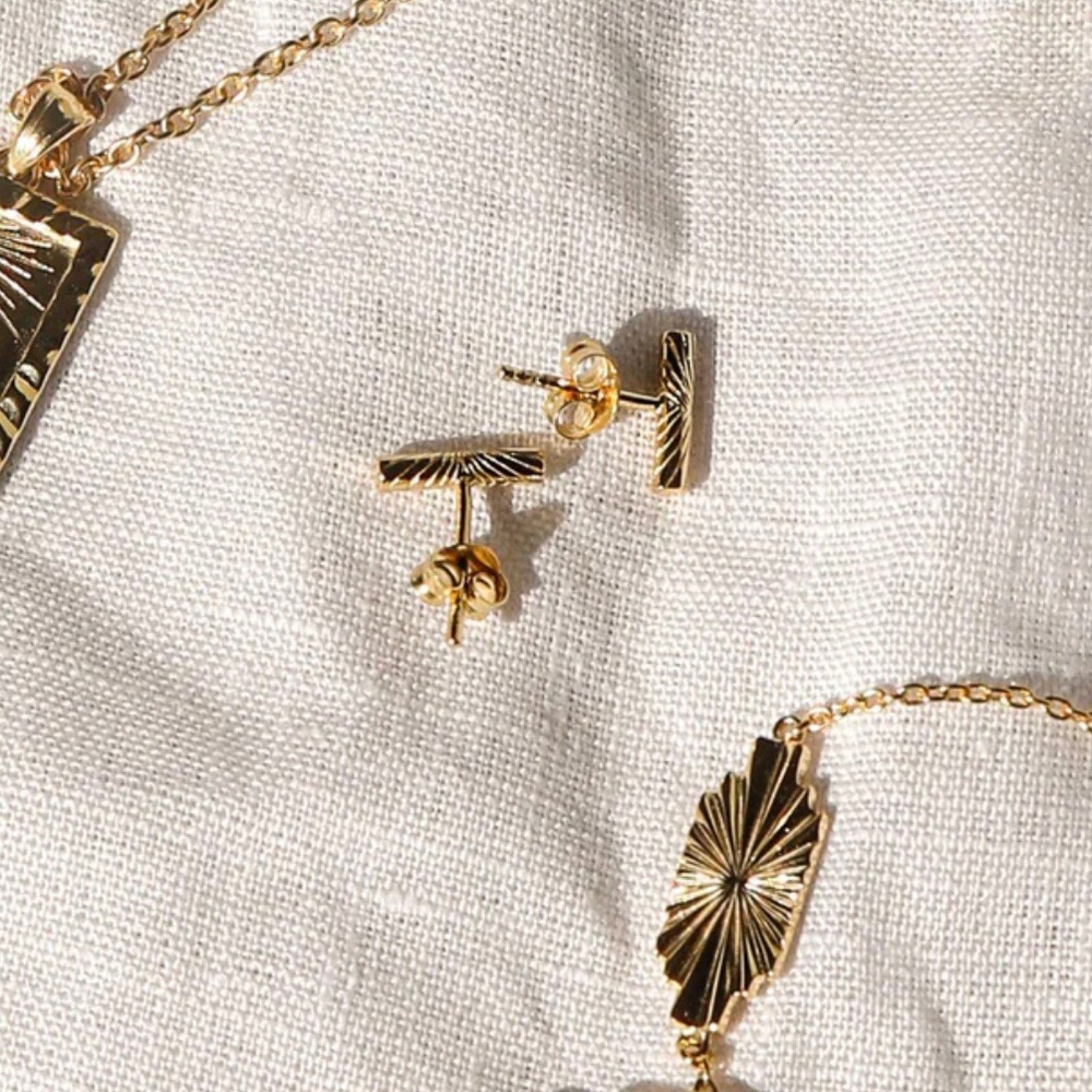 Daisy London x Estee Lalonde T Bar Stud Earrings Gold Plated